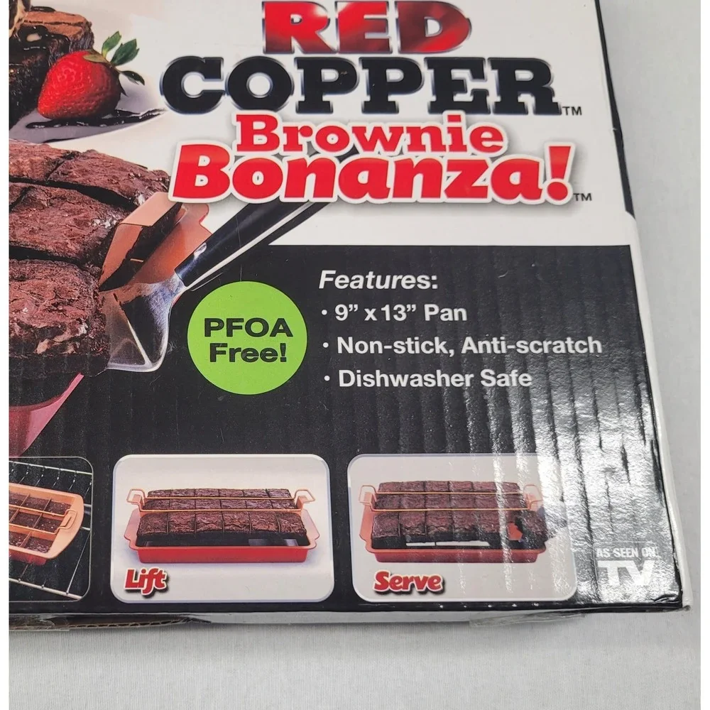 Bulbhead Red Copper Brownie Bonanza 4-piece Non-stick Baking Pan Set New OpenBox